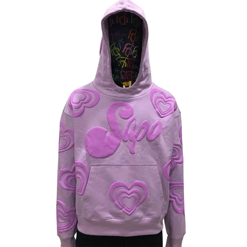 Women’s Puff Printing Hoodie Oversized Pullover 2025 American European Trendy Sweatshirt for Women
