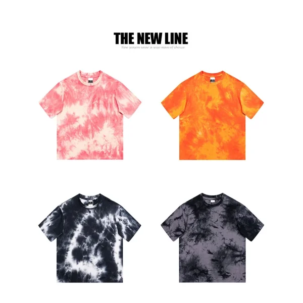 Hot Popular Tie Dye Shirts Crew Neck Short Sleeve 100% Cotton Summer  Casual Tshirts for Men - Image 5