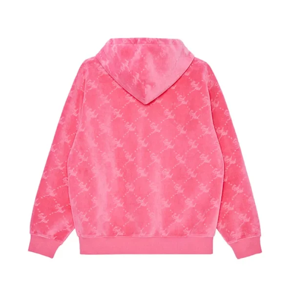 Unisex Acid Wash Hoodie with Rhinestone 1 to 1 Print Zip up Hooded Collar Knitted Material - Image 2