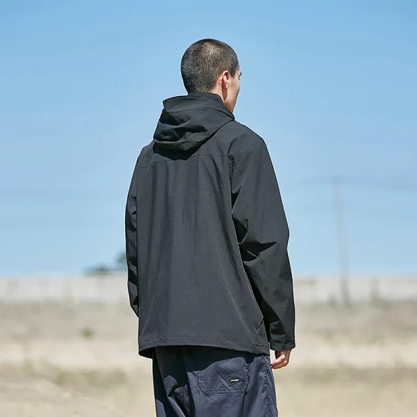 Men's Coated Waterproof Windbreaker Jacket Casual Sports Stand Collar Outdoor Jacket - Image 5