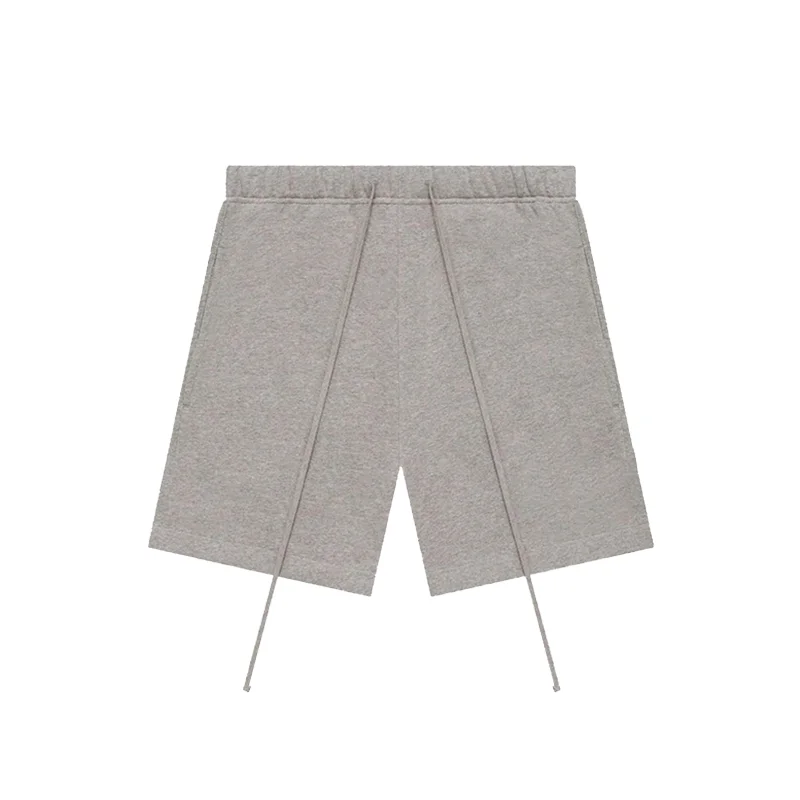 American Summer Men’s Gym Shorts Plus Size Casual Sports Hot Shorts Washed Decoration Knitted Cotton Mid Waist Elastic Solid