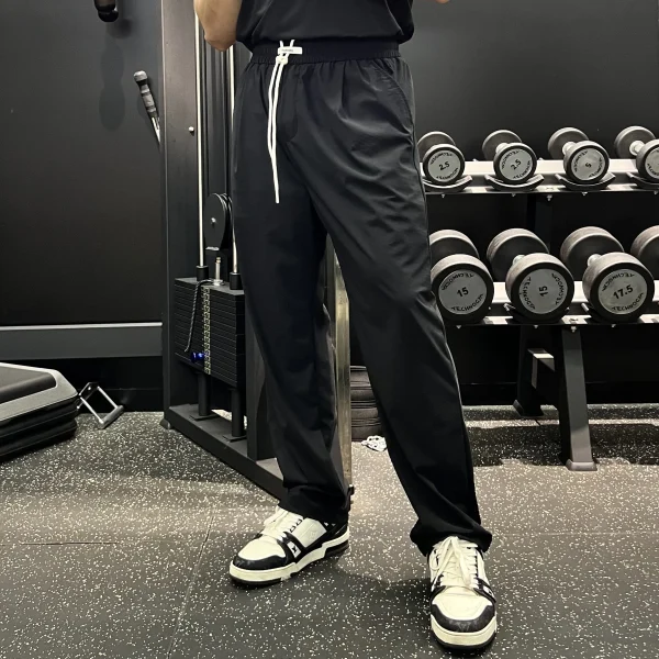 Men's Women's Ice Silk Straight Pants High Elasticity Casual Training Sports Air-Conditioned Floor-Length Wide-Leg Trousers - Image 4