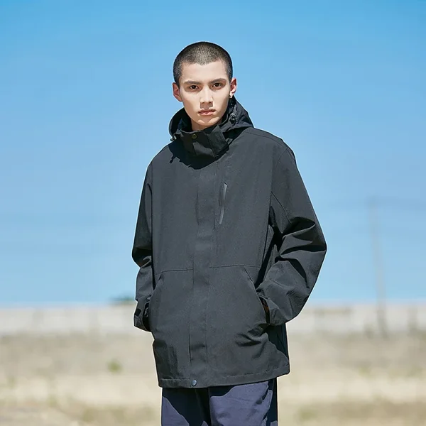Men's Coated Waterproof Windbreaker Jacket Casual Sports Stand Collar Outdoor Jacket - Image 6