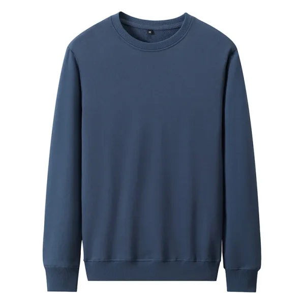 2025 Men's Trend Embroidered Oversized Casual Long Sleeve T-Shirt Solid Pattern Cotton Bamboo Fiber 200 Grams Knitted Fabric - Image 5
