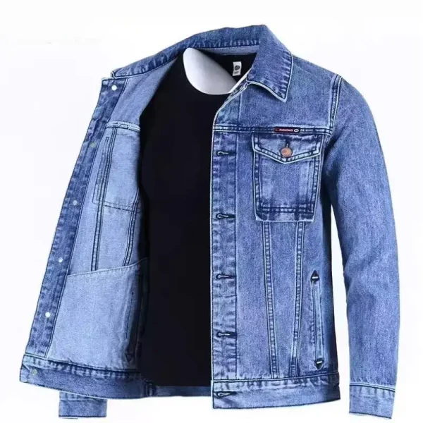 2025 Washed Vintage Jeans Jacket High Quality Denim Clothing American  Streetwear Design Fashion Jacket  for Men - Image 4