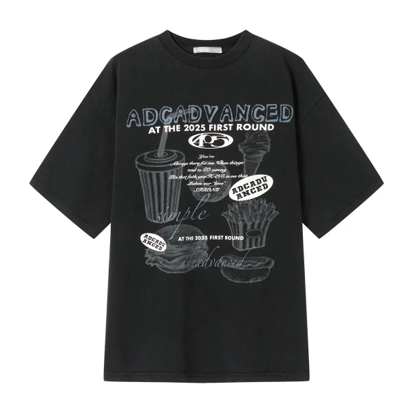 2025 Summer Casual Men's Short Sleeve T-Shirt Loose Printed New Neck Base Shirt 100% Cotton Oversized T-Shirt for Men - Image 4