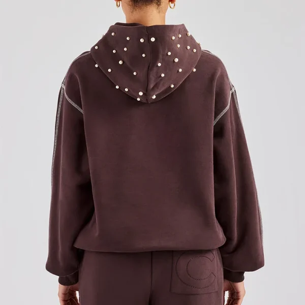 European American Printed Hoodie with Beading at Hood High Quality Plus Sized Women's Sweatshirt Hot Sale  Hoodie for Women - Image 2