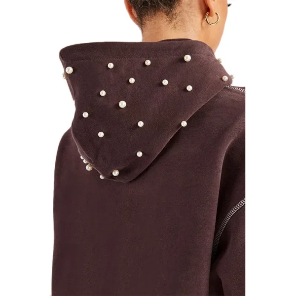 European American Printed Hoodie with Beading at Hood High Quality Plus Sized Women's Sweatshirt Hot Sale  Hoodie for Women - Image 5