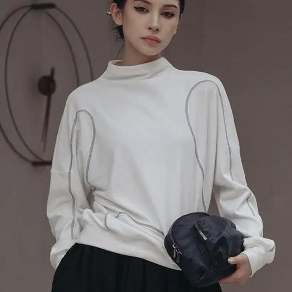 Women’s Oversized Drop-Shoulder O-Neck Sweatshirts Pullover Long Sleeves Casual Sweaters Breathable Design