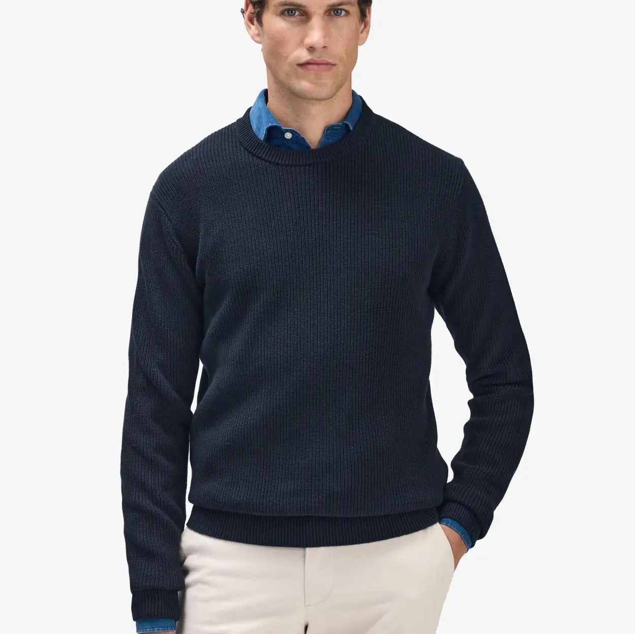 Men’s Long Sleeve Pullover Knitted Sweaters Private Label Winter Breathable Anti-Wrinkle  Sweater for Men