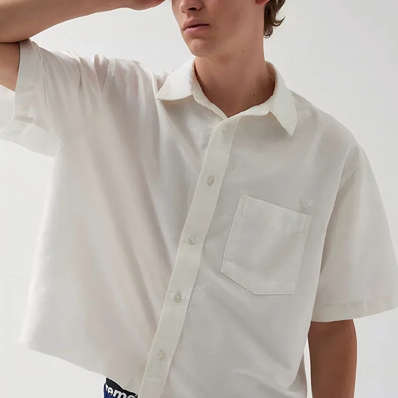 Men’s Boxy Short Sleeve Casual Shirt Comfortable Summer Style Single Button Anti-Wrinkle Embroidered Service