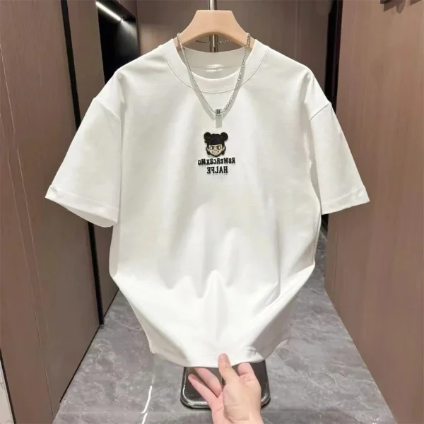 2025 Summer New Men's Fashion 100% Cotton Jersey Top Trendyy Versatile Half-Sleeved Casual T-Shirt Swallowtail Design Printed - Image 5