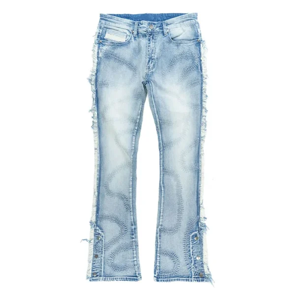 American European Vintage Jeans Pants Cotton Denim Pants Distressed Washed Zipper Fly Design Casual  Pants for Men - Image 4