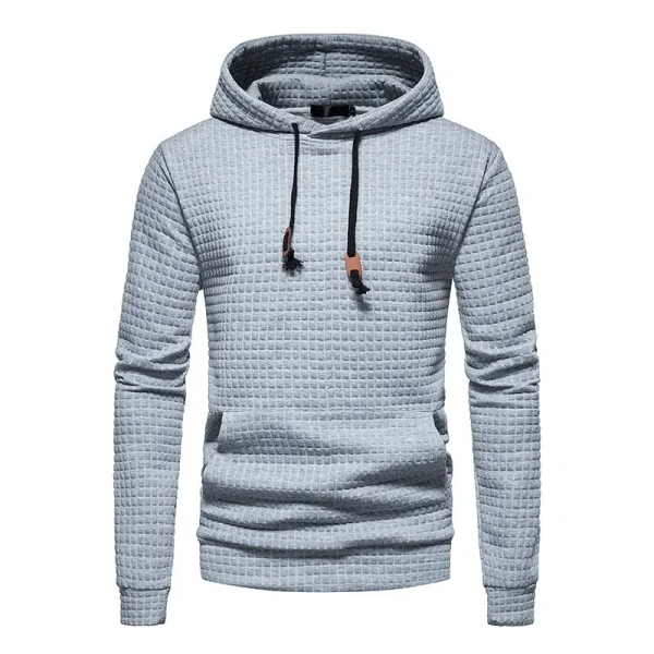 2025 Autumn Winter European American Men's Sweatshirt Long Sleeve Hoodie with Jacquard Solid Color Warm Sports Hooded Jacket - Image 3