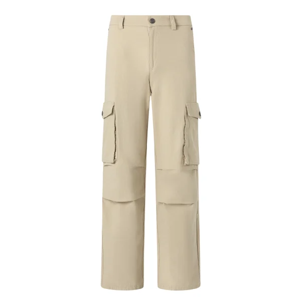 2025 Plus Size Men's Cargo Pants Streetwear Style Casual Mid Waist Flat Front Plain Dyed Colored Wash Straight Pattern - Image 3