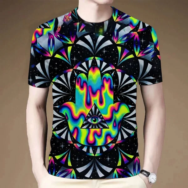 2025 Summer New Style Organic 100% Polyester Colorful Dizzy 3D Printed Short-Sleeved Casual Fashion T-Shirt Popular Trendy - Image 4