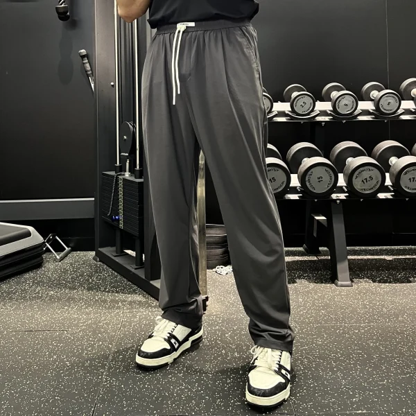 Men's Women's Ice Silk Straight Pants High Elasticity Casual Training Sports Air-Conditioned Floor-Length Wide-Leg Trousers - Image 2