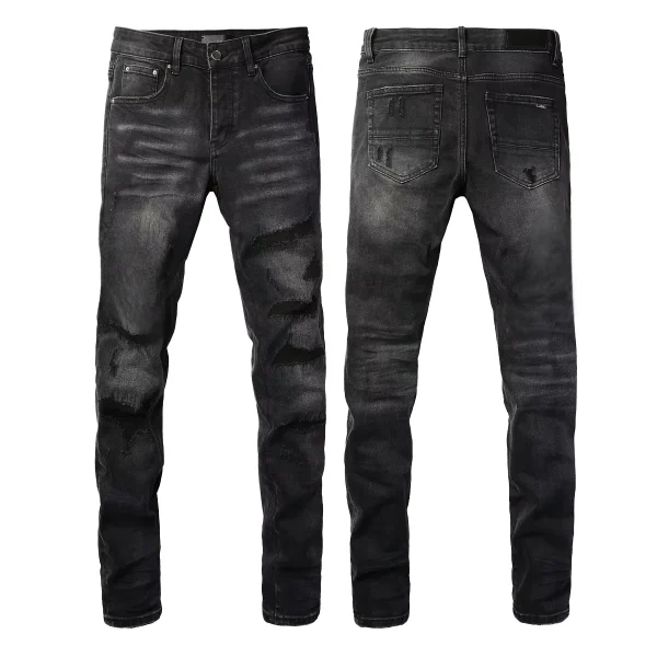 High Quality Men's Slim Fit Denim Pants Vintage HighvStreet Casual Straight Jeans Distressed Embroidery Mid Waist New Arrival