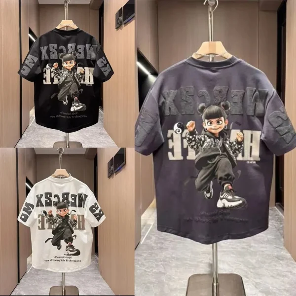 2025 Summer New Men's Fashion 100% Cotton Jersey Top Trendyy Versatile Half-Sleeved Casual T-Shirt Swallowtail Design Printed - Image 2