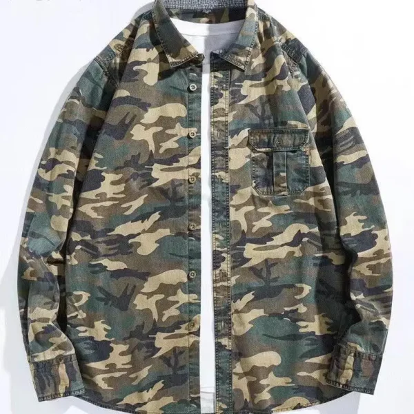 2025 Men's Camouflage Casual Shirts Printed Long Sleeve Shirts for Men - Image 3