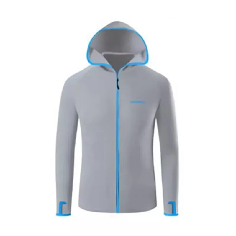 Men’s Outdoor Long Sleeve Fishing Hoodie Shirts UV/UPF 50+ Sun Protection with Contrast Zip Hooded Collar