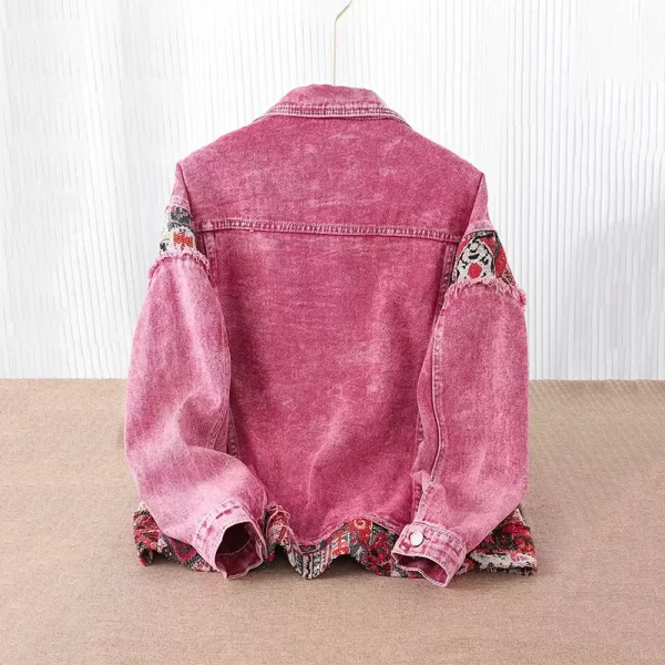 2025 Men's Vintage Baseball Jacket Satin Lining Denim Streetwear Washed Fashion Design - Image 4