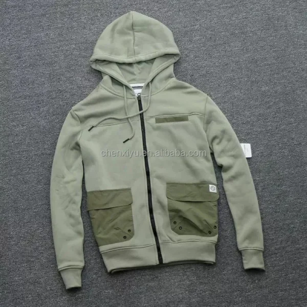 Luxury Men's Oversize Heavy Weight Hoodie Jacket Kapuzenpullover Baggy Coat Patched Pocket Hooded Collar for Winter - Image 3