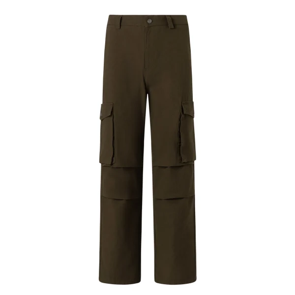 2025 Plus Size Men's Cargo Pants Streetwear Style Casual Mid Waist Flat Front Plain Dyed Colored Wash Straight Pattern - Image 2