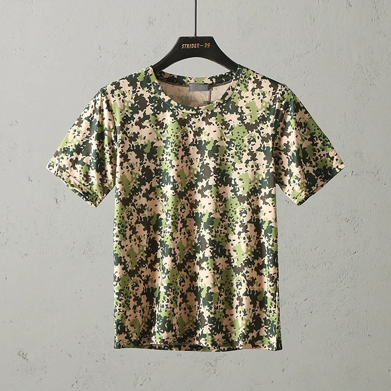 2025 Summer Camouflage Crew Neck T-Shirt Men’s Casual Quick-Dry Outdoor Top Half Sleeve T-Shirt for Men