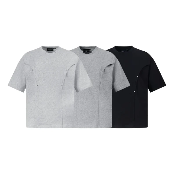 Heavyweight High Quality 100% Cotton T-Shirt Men Short Oversized  Men's Classic T-Shirt with Decoration Button - Image 2