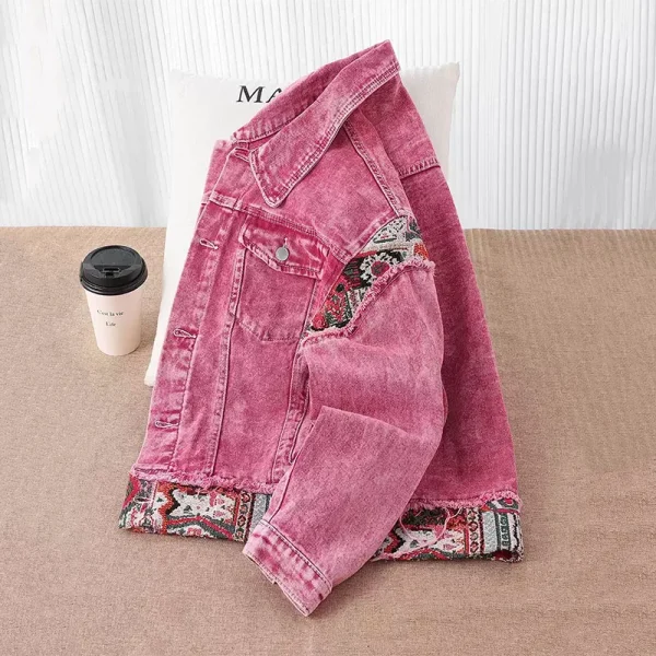 2025 Men's Vintage Baseball Jacket Satin Lining Denim Streetwear Washed Fashion Design - Image 5