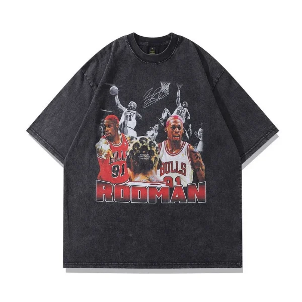 American Street Style Character Retro Ins High Street Washed Vintage Unisex Short Sleeve Loose T-Shirt for Men