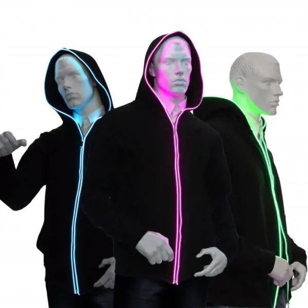 Men's Outdoor Long Sleeve Fishing Hoodie Shirts LED Hoodie  with Contrast Zip Hooded Collar - Image 6