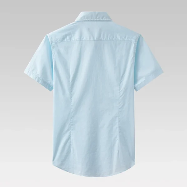 Men's Casual Short Sleeve Cotton Shirt 100% Comfortable Poplin Fabric Yarn Dyed - Image 2