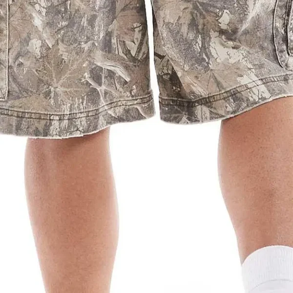 Men's High Quality Cotton Baggy Camouflage Cargo Shorts Street Wear Casual Patched Pocket Jorts with Mid Waist Bellow Pocket - Image 3