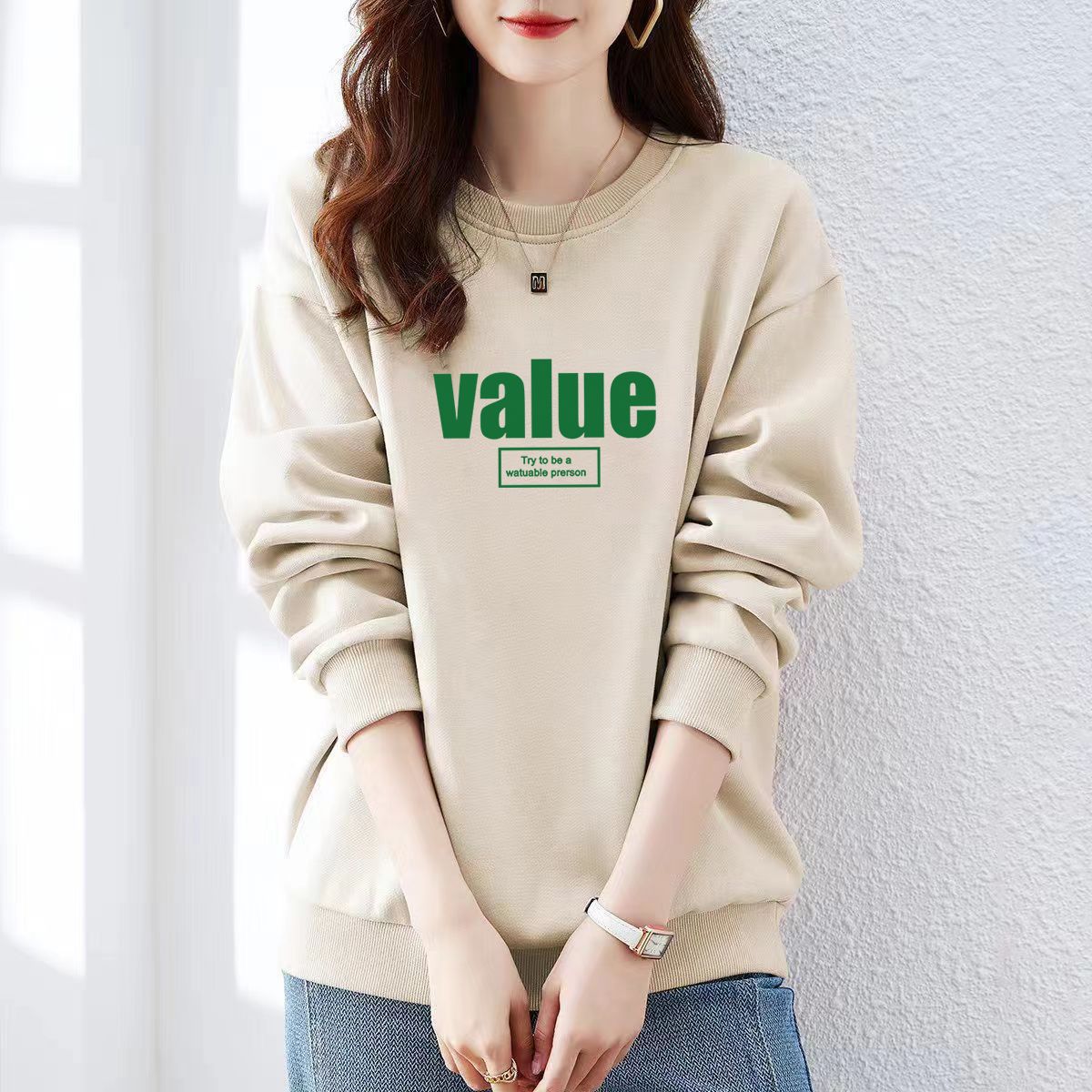 Women’s Autumn Winter Casual Sweatshirt Trendy Loose Slimming  Printed Sweatshirt for Women