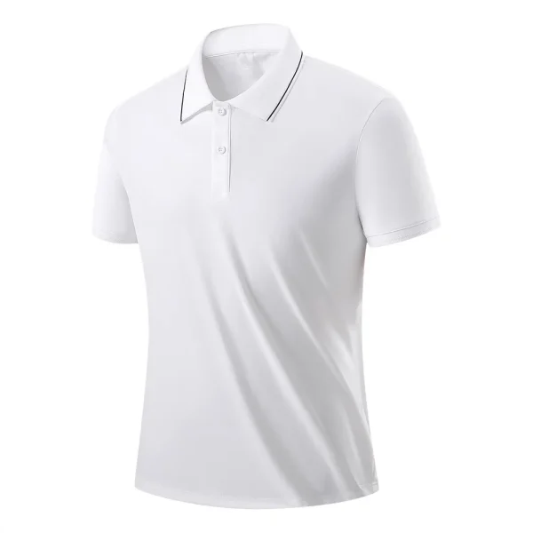 Men's Summer Solid Pattern Short-Sleeved for Polo Shirt Quick-Drying Casual Work Clothes Group Shirt for Men - Image 2