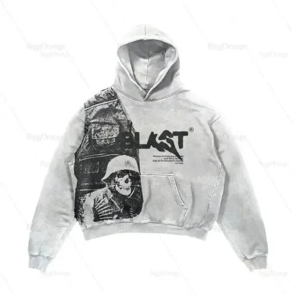 Unisex Acid Wash Knitted Material Hoodie for Winter Casual Rhinestone 1 1 Print Autumn Hooded Collar Direct - Image 5