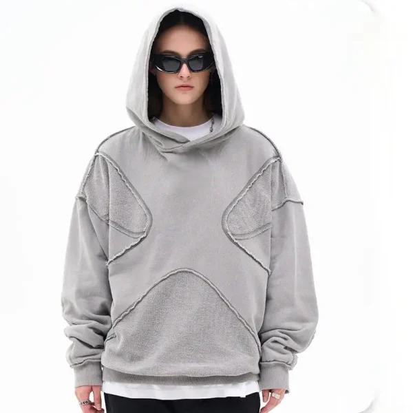 2025 Autumn Winter Collection Trendy Men's Clothing Hooded Long Jacket Solid Color Digital Men's Personality Reversal - Image 6