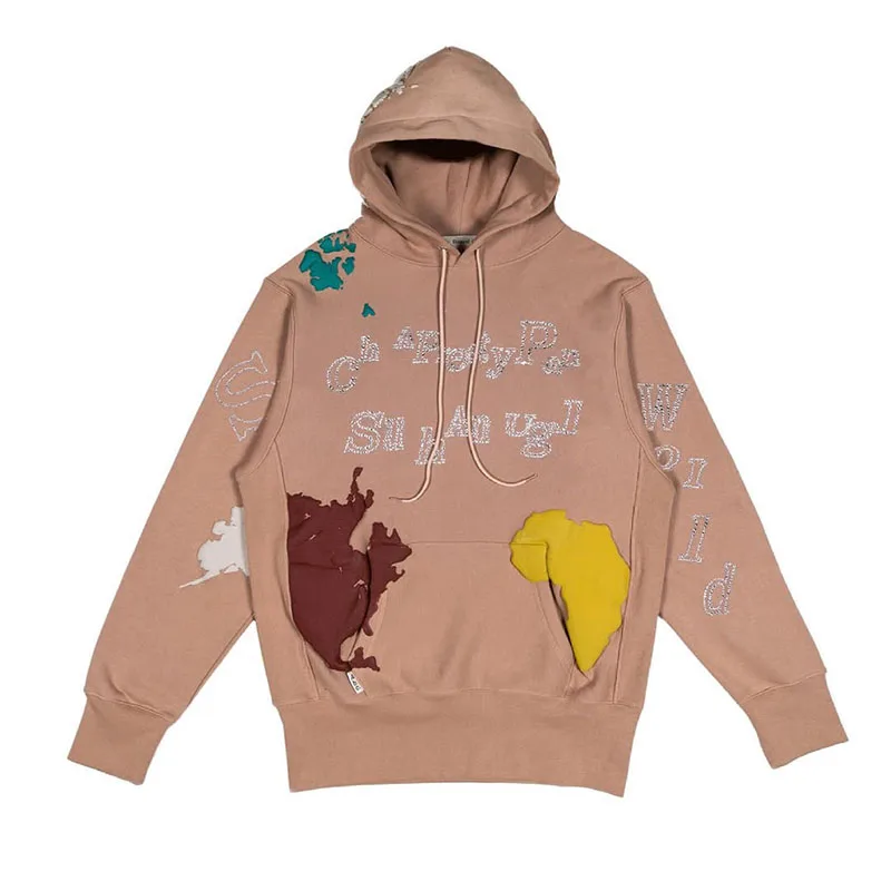 Unisex Acid Wash Hoodie with Rhinestone 1 to 1 Print Autumn Season Hooded Collar Knitted Material
