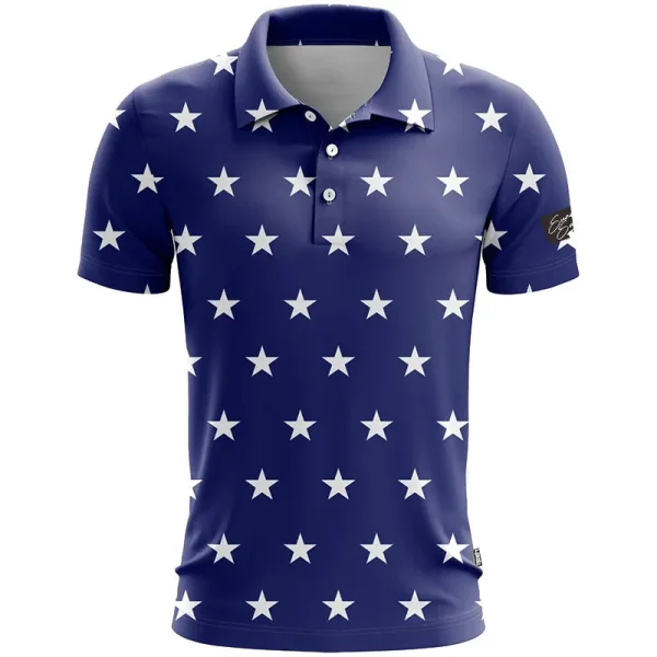 3D Printed Short-Sleeve for Polo Shirt High Quality  Knitted Striped Pattern Dark Colored  Shirt for Men - Image 3